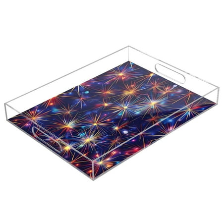 

Acrylic Tray 15.7*11.8*1.9 Inch Transparent Tray Food Tray Tea Cup Tray Serving Trays Cosmetics Storage Kitchen Table Bathroom Sundry Storage Colored Star