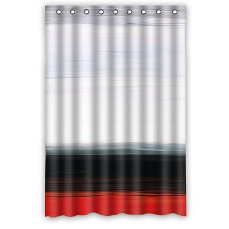 Red Shower HelloDecor White Black Red Horizon Landscape Shower Curtain Polyester Fabric Bathroom Decorative Curtain Size 48x72 Inches ()