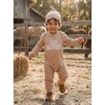 thumbnail image 6 of BemeyourBBs Newborn Baby Boy Little Brother Outfit Rib Knit Romper Letter Embroidered Long Sleeve Infant Spring Fall Winter Clothes Bodysuits Jumpsuits with Hat, 6 of 9