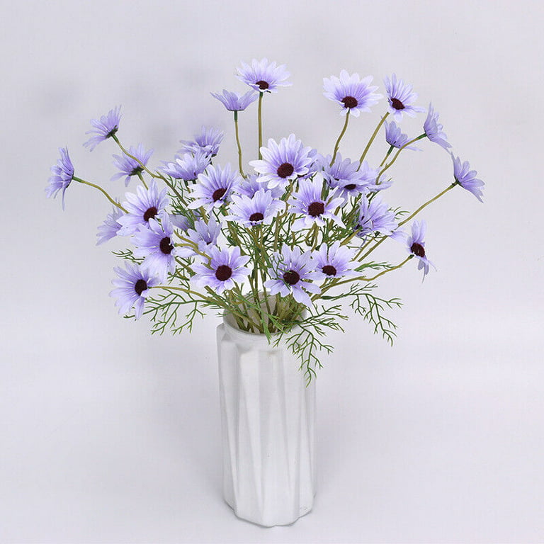 Artificial Flowers Silk Daisy, 6 Bundles Fake Purple Daisy Flowers