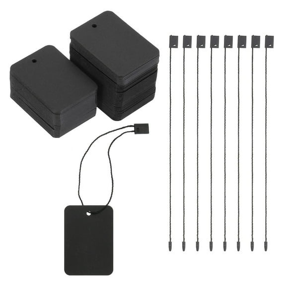 Price Tags and Hang Tag String Clothing Tag, 2"x1.4" Black String Tags for Clothes, Retail Store 100 Set