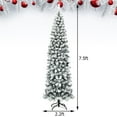thumbnail image 2 of Gymax 7.5ft Snow Flocked Pencil Christmas Tree Artificial Pine Tree w/ Metal Stand, 2 of 10