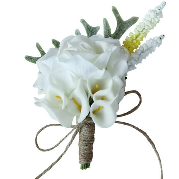 Yokua Artificial Calla Lily Boutonniere Groom Groomsman Wedding Flower Corsage Brooch