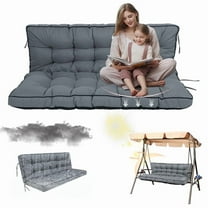 Replacement Cushions for Outdoor Swing, Swing Replacement Cushions Thicken 4" with Backrest, Waterproof Bench Cushions for Patio Furniture Porch Swing Cushions (Light Gray)