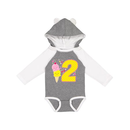 

Inktastic Ice Cream second birthday pink Gift Baby Boy or Baby Girl Long Sleeve Bodysuit