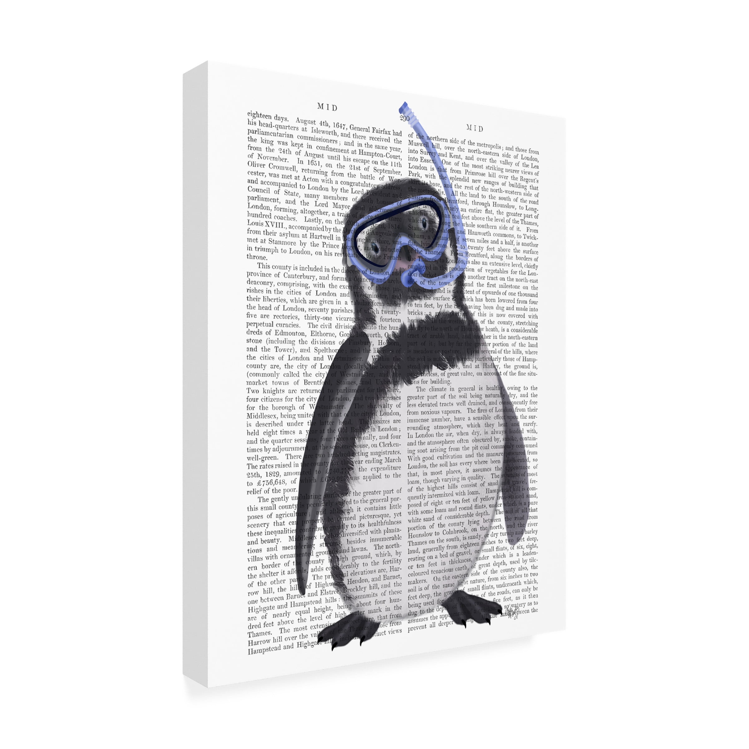 Fab Funky 'Penguin Snorkel Book Print' Canvas Art