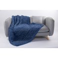 thumbnail image 4 of Silver One Modern Blue Solid Polyester Hand-Knitted Throw, 50" x 60", 4 of 6