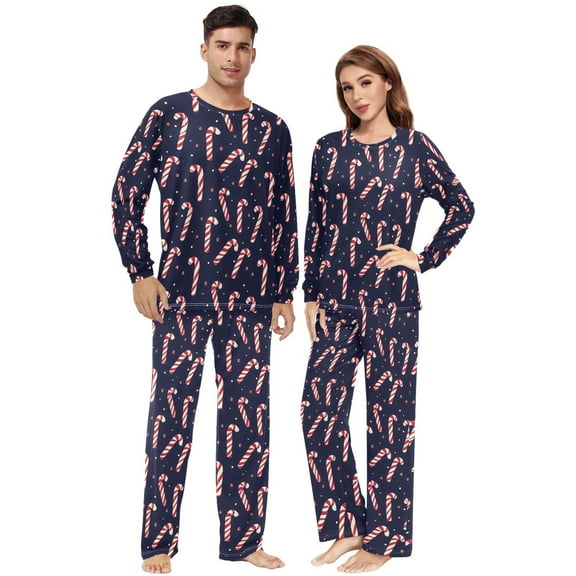 Matching Pajamas for Couples Christmas Candy Cane His and Hers Pajamas Sets Soft Long Sleeve Sleepwea