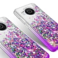 thumbnail image 4 of Nokia X100 Case Liquid Glitter Quicksand Phone Case Bling Diamond 360 Full Body Protectection Cover for Girls Women - Clear/Purple, 4 of 5