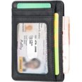 thumbnail image 4 of Titular de la tarjeta de crédito Cartera delgada Cartera minimalista de cuero con bloqueo RFID con ventana de identificación para hombres y mujeres Cartera para mujer, 4 of 5