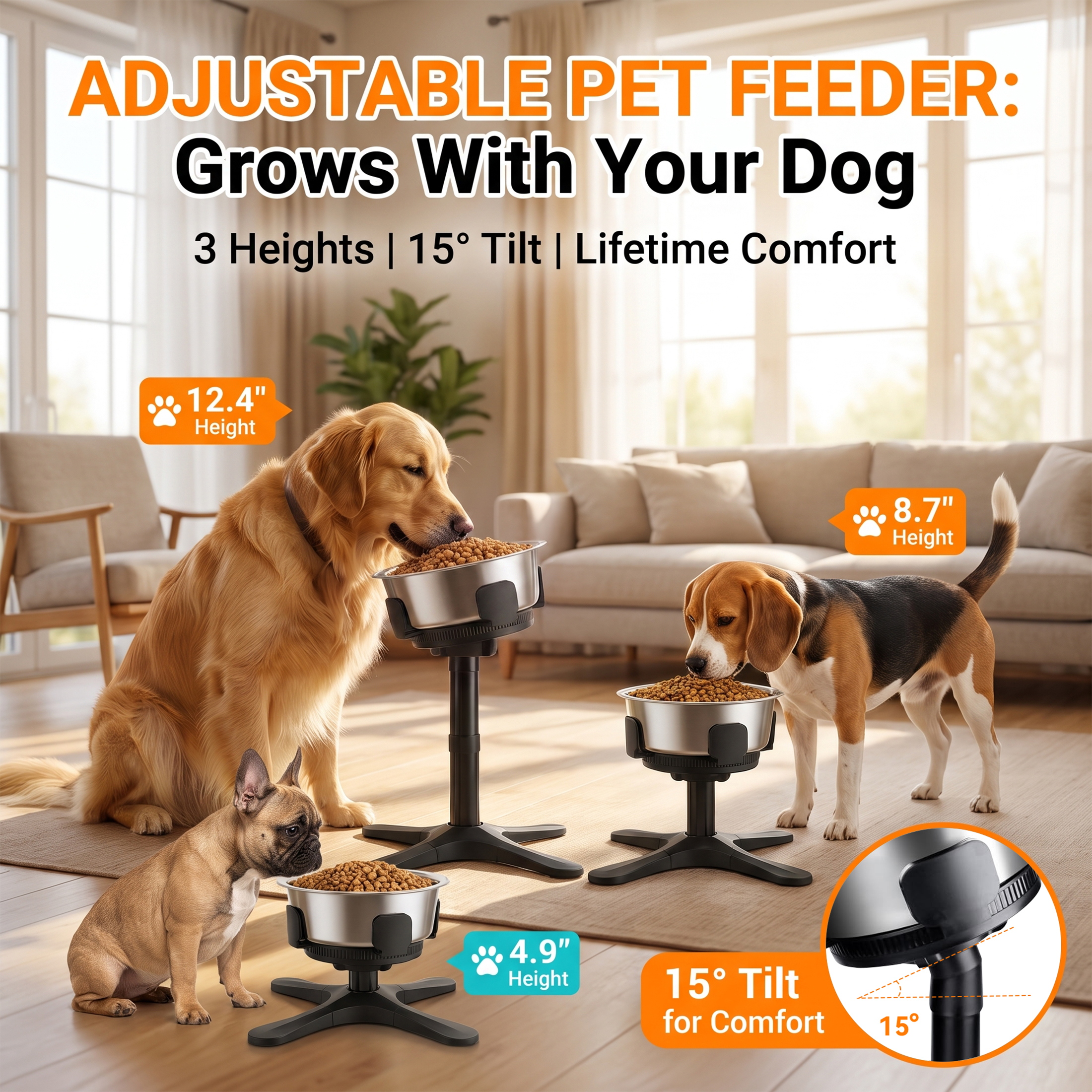 Tolobeve Adjustable Elevated Dog Bowl Stand photo 7