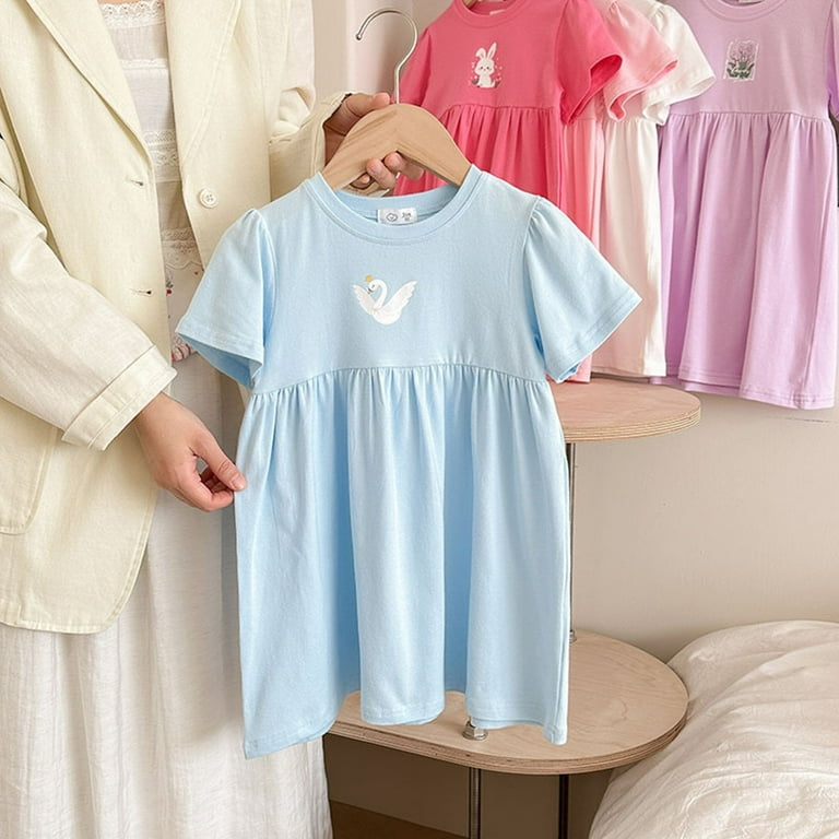 Little Toddler Easter Dresses Bunny Embroidery Short Sleeve Mesh Tunic  Princess Summer Dresses Casual Round Neck Loungewear Sleepwear Dress(Toddlers,  Z14-Blue, 5-6 Years) - Walmart.com