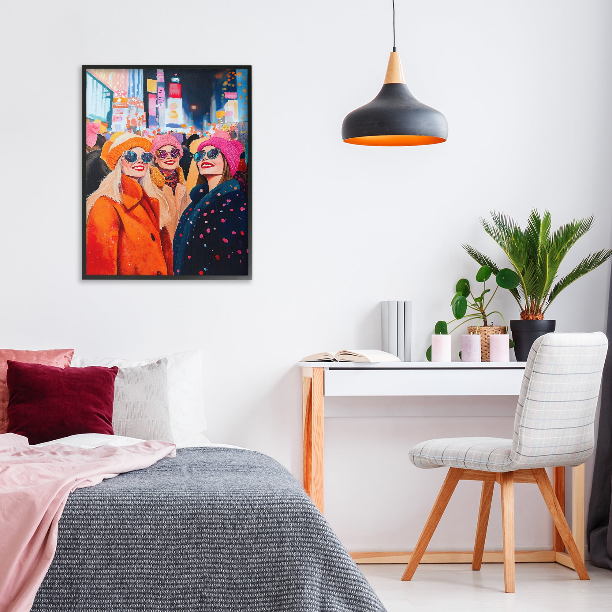Stupell Industries New Year's Girls in City Black Framed Giclee Art, design by LSR Design Studio
