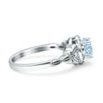 thumbnail image 2 of Art Deco Round Women Engagement Ring Simulated Aquamarine 925 Sterling Silver, 2 of 5