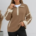 thumbnail image 2 of UJNDER Women's Long Sleeve Stand Neck Pullover Casual Color Soft Comfortable Athletic Streetwear Fashion Sweatshirt Brown S, 2 of 4