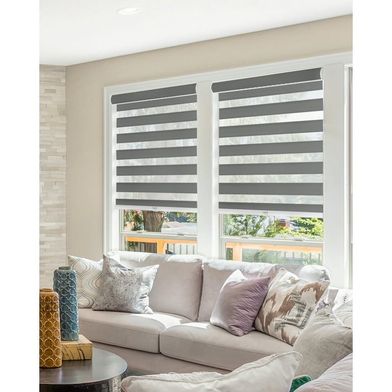 CHICOLOGY Dual Layer & Privacy Free-Stop Cordless Zebra Roller Shades 