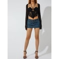 thumbnail image 4 of VISgogo, blusas cortas para mujer, camisas ajustadas huecas de corte bajo con cuello Halter de manga larga de malla de Color sólido para mujer VISgogo  moda, 4 of 9