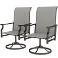 thumbnail image 1 of Set of 2 Patio Swivel Rocker Chairs, High Back Outdoor Swivel Chairs with Galvanized Steel Frame and Breathable Mesh, Light Grey, for Garden, Deck, Backyard and Lawn (174 chars), 1 of 7