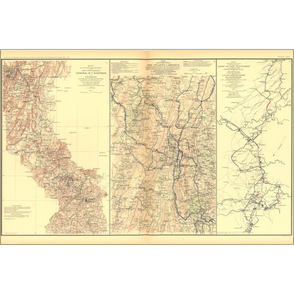 24"x36" Gallery Poster, civil war map Atlanta Campaign p1