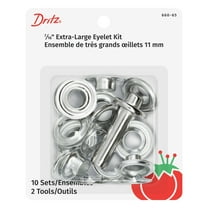 Dritz Extra-Large Eyelet Kit with Tool, 7/16-Inch, 10 Count, Nickel