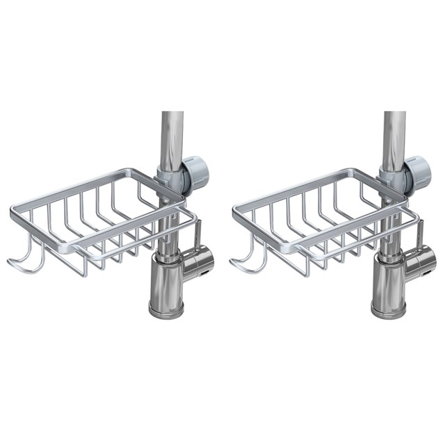 Organizador de grifo para fregadero, escurridor de aluminio para cocina con gancho plateado