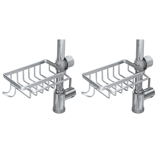 Organizador Grifo para Fregadero Estante Drenaje Aluminio Con Gancho (plateado)