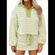 thumbnail image 1 of Conjunto de Dos Piezas A Rayas para Mujer, Sudadera Informal con Falda y Larga, Conjunto de Estar por Casa A Juego. Amarillo-Verde XL, 1 of 9