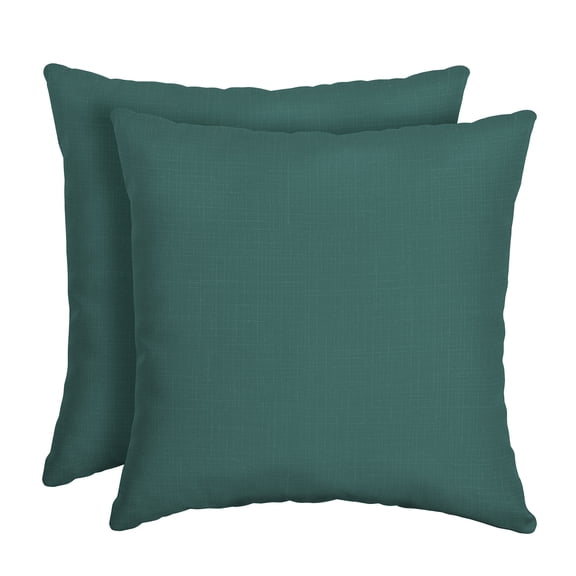 ARDEN Outdoor Toss Pillow, Set of 2, 16 x 16, Water Repellent, Fade Resistant 16 x 16, Peacock Blue Green Texture