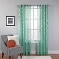 thumbnail image 2 of Stylemaster Home Products Delancey Metallic Print Sheer Grommet Panel, 55 by 84-Inch, Teal, 2 of 3