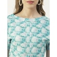 thumbnail image 5 of Moomaya Women Printed Crop Top, Front Knot Short Sleeves Round Neck Summer Top, 5 of 8