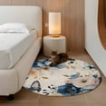 thumbnail image 2 of Round Rugs 3.3Ft, Vintage Blue Floral Round Area Rug Washable Indoor Throw Carpet, Butterflies Watercolor Flower Tan Soft Non Slip Circle Rug for Laundry Room Patio Home Decor Aesthetic, 2 of 8