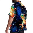 thumbnail image 3 of Starry Sky Frog Men's Short Sleeve Casual Printed Button Down Beach Shirts, 3 of 6