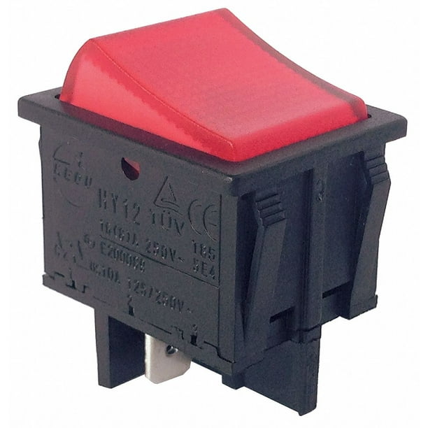 Lighted Rocker Switch, Contact Form DPST, Number of Connections 4