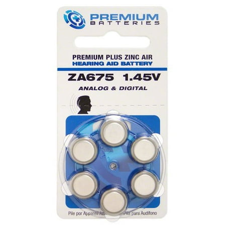 Premium Batteries Premium Plus Zinc Air Hearing Aid Batteries ZA675 1.45V Size 675, PR44, P675 (6 (Best Arizer Air Battery)