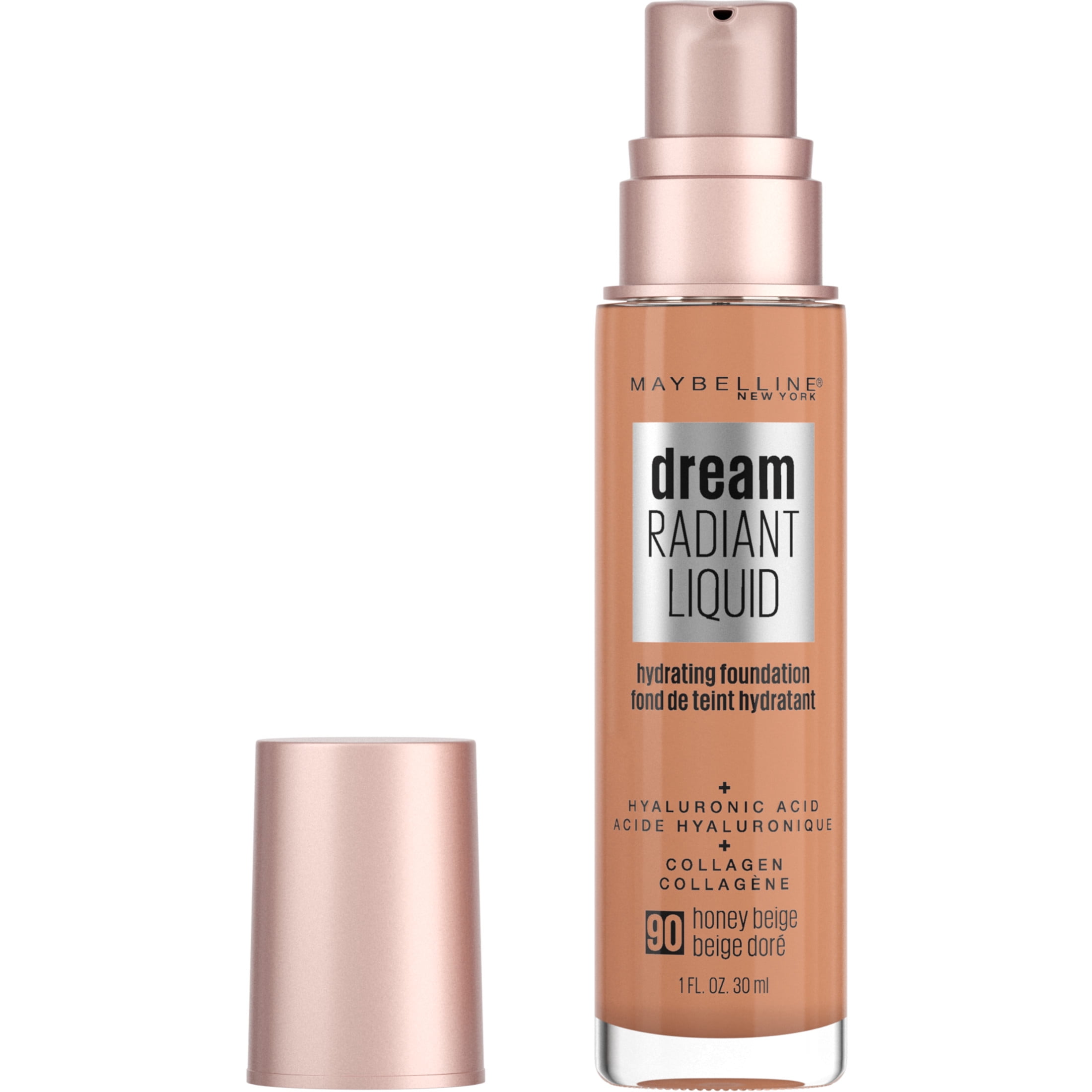 (2 pack) Maybelline Dream Radiant Liquid Foundation Makeup, 90 Honey Beige, 1 fl oz