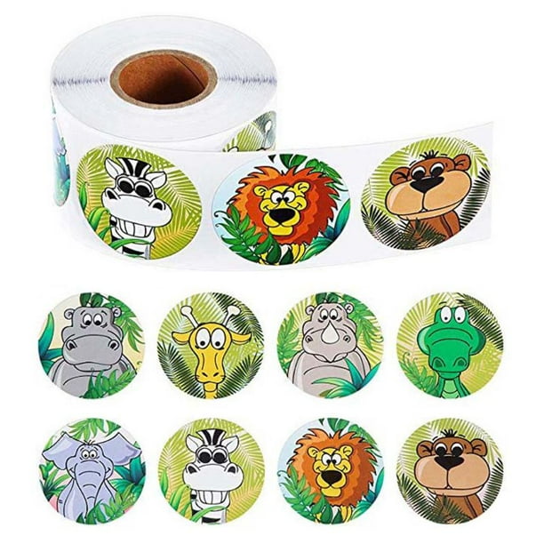 AOOOWER 500pcs/roll Cute Animal Zoo Reward Stickers Labels Scrapbooking Kids Notebook Stationery Decor