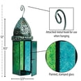 thumbnail image 3 of In the Breeze 9215 — Teal & Green Large Hex Tealight Lantern — Moroccan-Style Boho Chic Tealight Glass and Metal Tabletop Lantern, 3 of 6