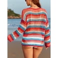 thumbnail image 6 of Cueply Crochet Swimsuit Coverup for Women Striped Swimwear Bathing Suit Beach Cover Up Top, 6 of 7