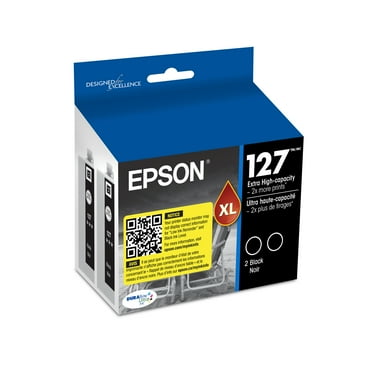 EPSON 127 DURABrite Ultra Ink Black Dual Cartridge Pack For  NX-530, NX-625,  WF-3520, WF-3530, WF-3540, WF-545, WF-60, WF-630, WF-633, WF-635, WF-645, WF-7010, WF-7510, WF-7520, WF-840, WF-845