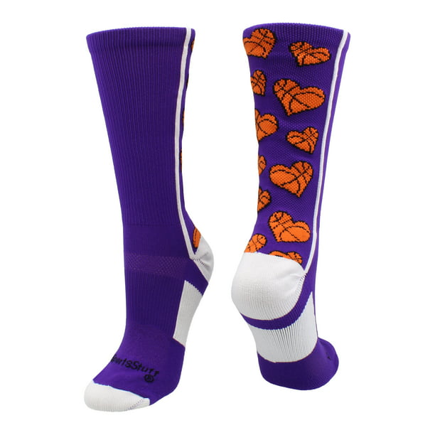Crazy Basketball Hearts Crew Socks (Purple/White, - Walmart.com