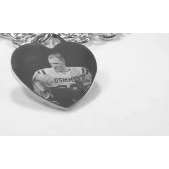 Picture Photo Text Tag CUSTOM ENGRAVED STYLE SILVER TONE STAINLESS STEEL HEART NO CHAIN silvertiffphoto1