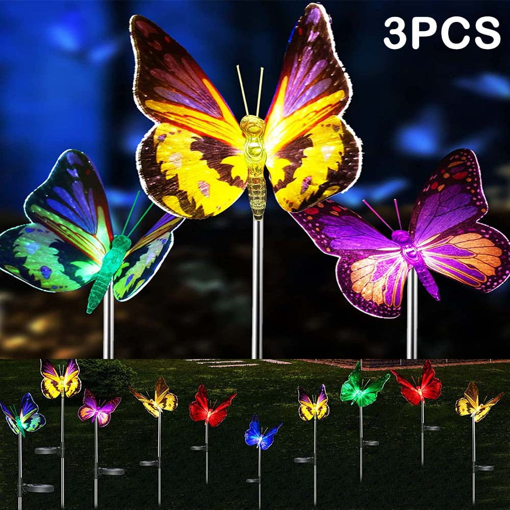 Ledander Solar Butterfly Light, IP67 Waterproof, Outdoor Color Changing Solar  Lights for Garden, Patio, Lawn, 3pcs