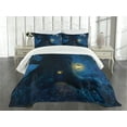 thumbnail image 3 of Ambesonne Navy Blue Quilted Bedspread Set 3 Pcs, Tree in Woods, Queen Size, Navy Blue, 3 of 5