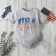 thumbnail image 5 of Ropa Para Bebé (Niño O Niña), Conjunto Para Niño Pequeño, Pelele De Gran Tamaño, Camisas, Pantalones Cortos, Bandera Americana Retro, Ropa A Juego, Gris Odeerbi LM103-9925, 5 of 9
