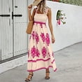 thumbnail image 2 of Women's Summer Beach Vacation Dresses 2025 Blue and White Floral Long Maxi Sundresses Hot Pink S, 2 of 9