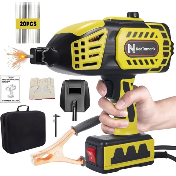 Handheld Welder Machine 110V, NeoTamarix 20-150A IGBT Inverter Portable ARC Welder Gun with 5 Variable Current Adjustment & 20PCS Rods, Portable Welding Machine for 1/16"-1/8" Rods