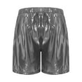thumbnail image 4 of iiniim Men's Shiny Metallic Disco Shorts Loose Fit with Side Pockets for Casual Daily Party Wear Silver M, 4 of 7