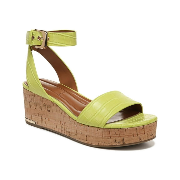 Franco Sarto Womens Presley Faux Leather Ankle Strap Wedge Sandals
