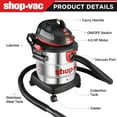thumbnail image 3 of Shop-Vac Wet/Dry Vacuum Cleaner, 5 Gallon, 4.5 HP, Corded Electric, Silver, Model 5989300 for Garage Use, 3 of 7