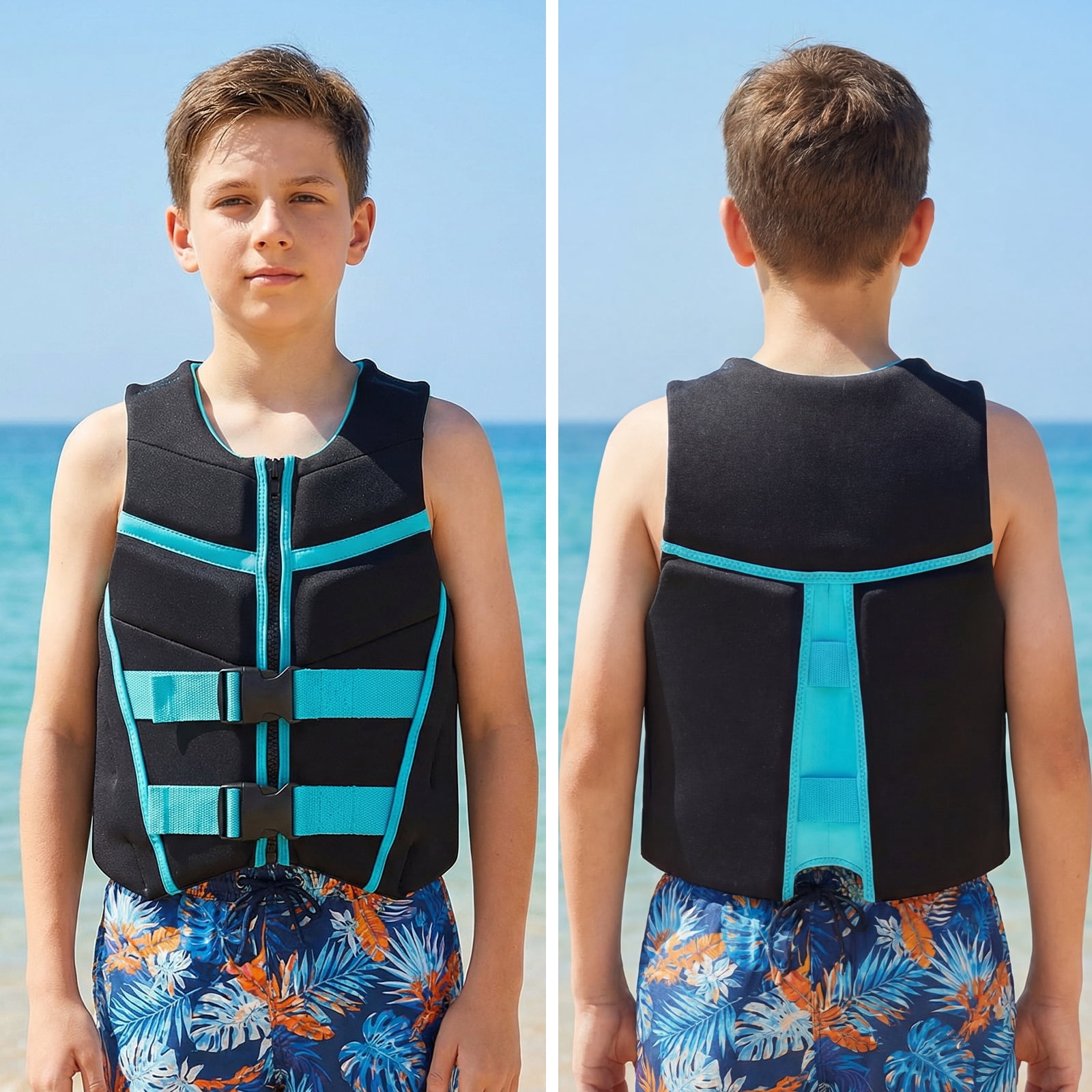 Swim Vest Life Jacket Youth,Adjustable Flotation Buoyancy Swimsuit Trainer Vests,Swimming Aid Jacket,Kayaking Fishing Sailing Watersports,Fit for 50-125 lbs